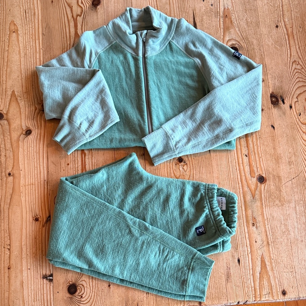 Polarn O. Pyret  merino wool terry zip up sweater and matching pants